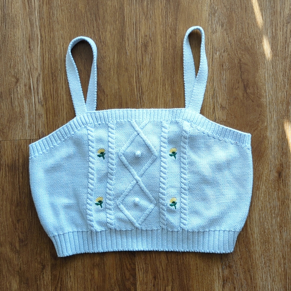 Sweater Crop Top Tank Blue Size Large